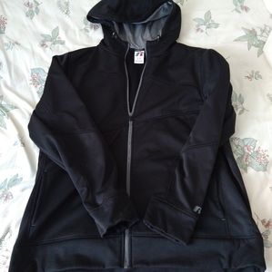 Black Russell Hooded Zip Up